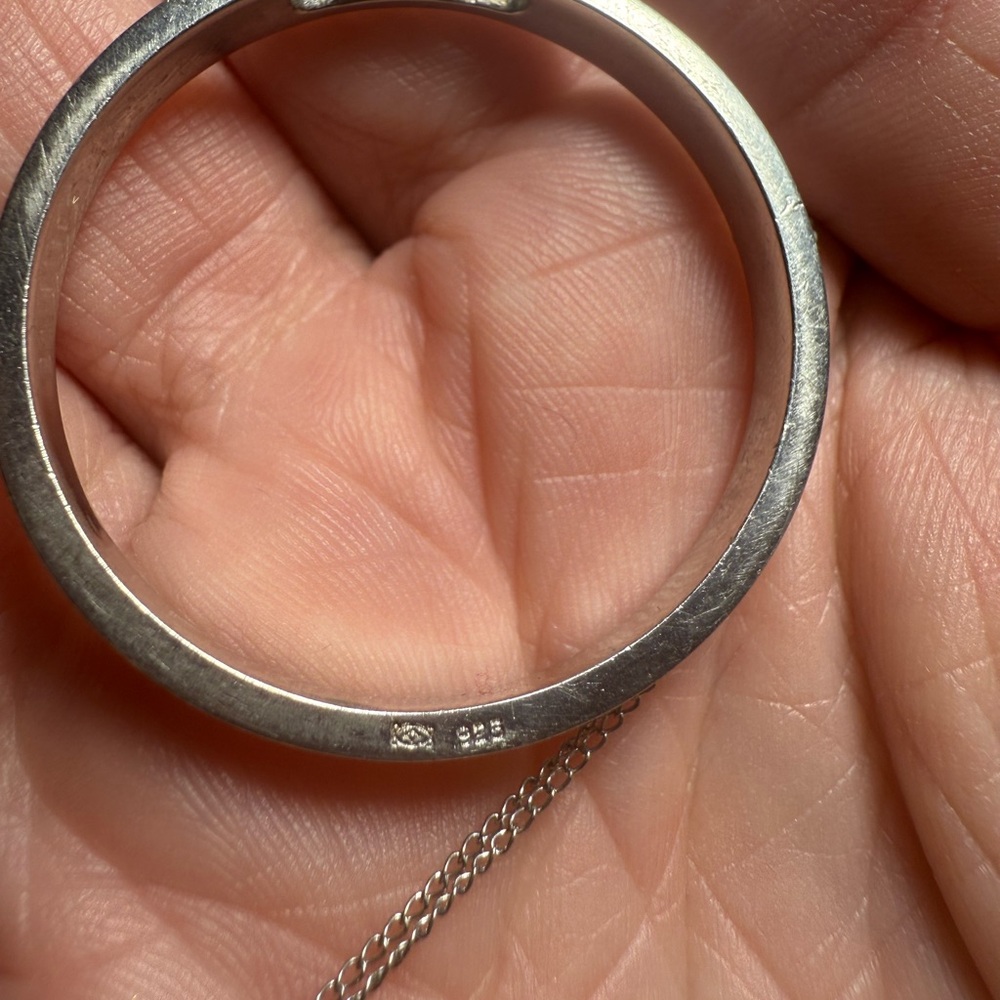 925 Silver Round Rhinestones‎ Pendant Necklace - Picture 7 of 10